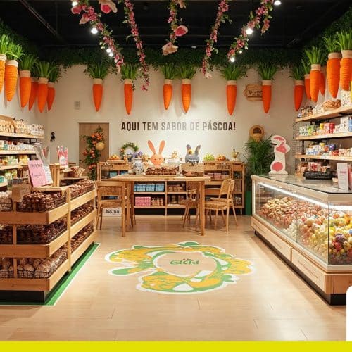 Loja com decoração de Páscoa Personalizada