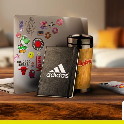 DTF UV Aplicado em Brindes